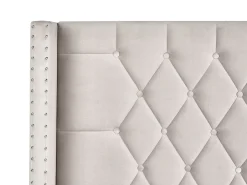 Outlet Łóżko z pojemnikiem LUBBON Welur Beżowoszary 140 x 200 cm Łóżka Tapicerowane|Łóżka Podwójne