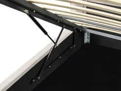 Outlet Łóżko z pojemnikiem LUBBON Welur Beżowoszary 140 x 200 cm Łóżka Tapicerowane|Łóżka Podwójne