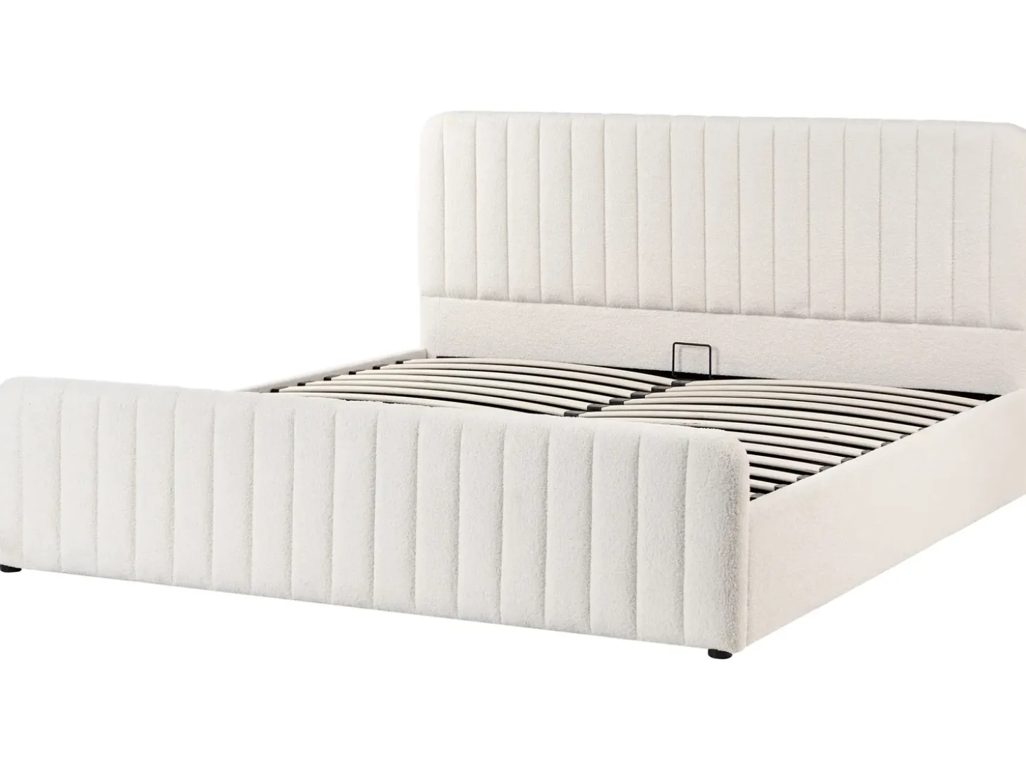 Outlet LUNAN Boucle Biały 180 x 200 cm Łóżka Tapicerowane|Łóżka Podwójne