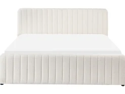 Outlet LUNAN Boucle Biały 180 x 200 cm Łóżka Tapicerowane|Łóżka Podwójne