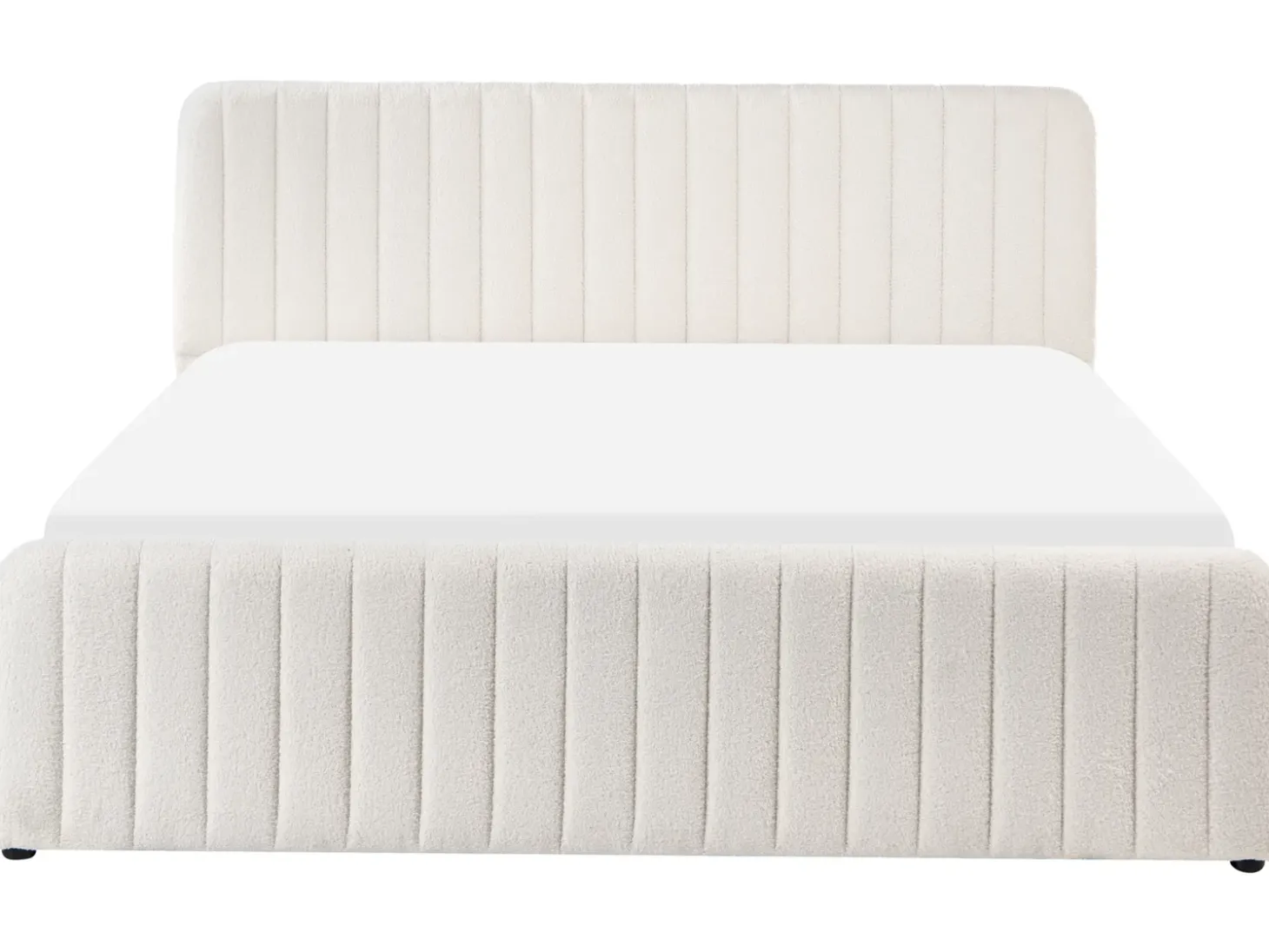 Outlet LUNAN Boucle Biały 180 x 200 cm Łóżka Tapicerowane|Łóżka Podwójne