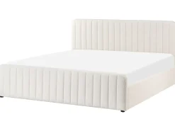 Outlet LUNAN Boucle Biały 180 x 200 cm Łóżka Tapicerowane|Łóżka Podwójne