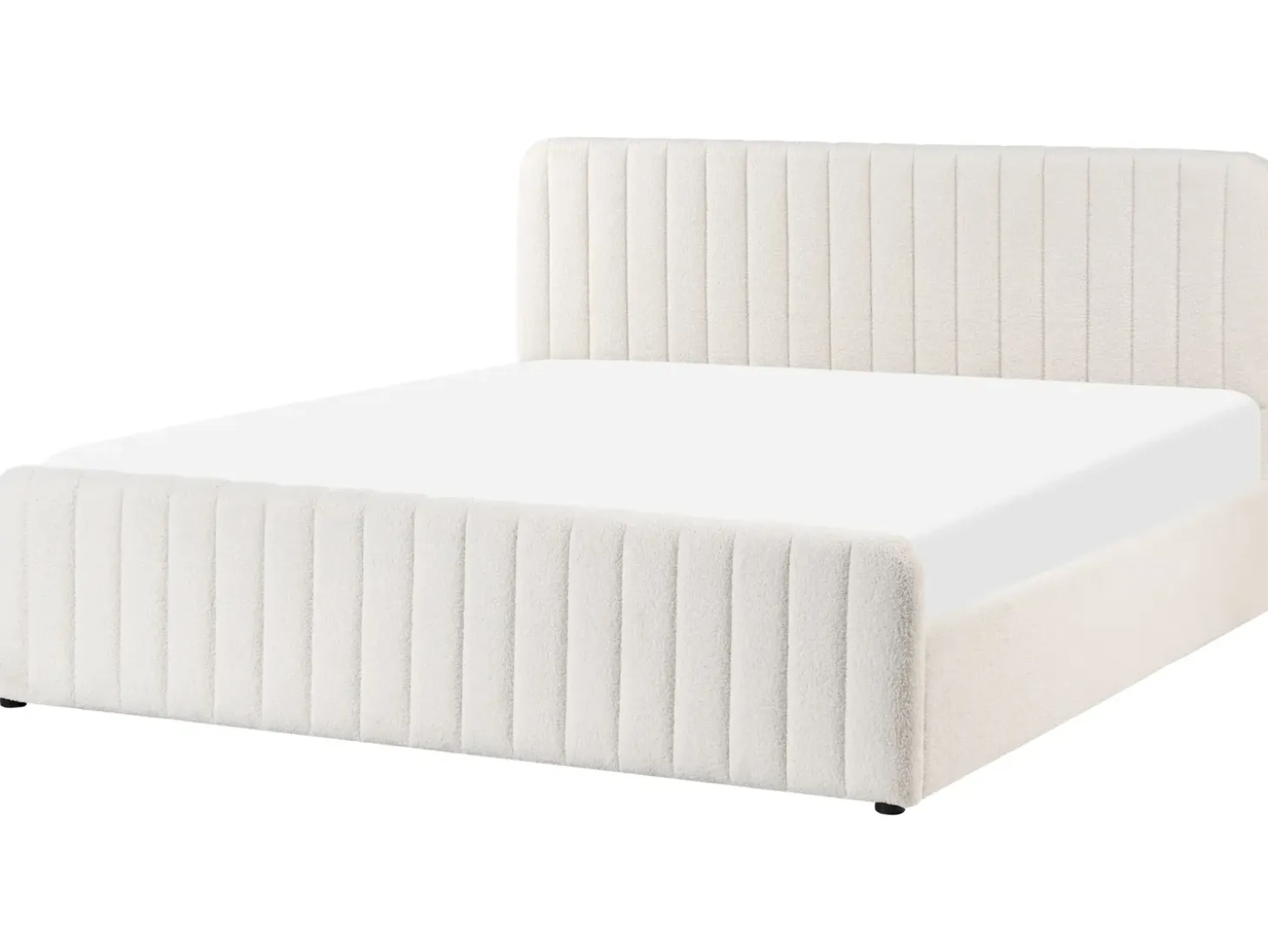 Outlet LUNAN Boucle Biały 180 x 200 cm Łóżka Tapicerowane|Łóżka Podwójne