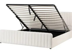 Outlet LUNAN Boucle Biały 180 x 200 cm Łóżka Tapicerowane|Łóżka Podwójne