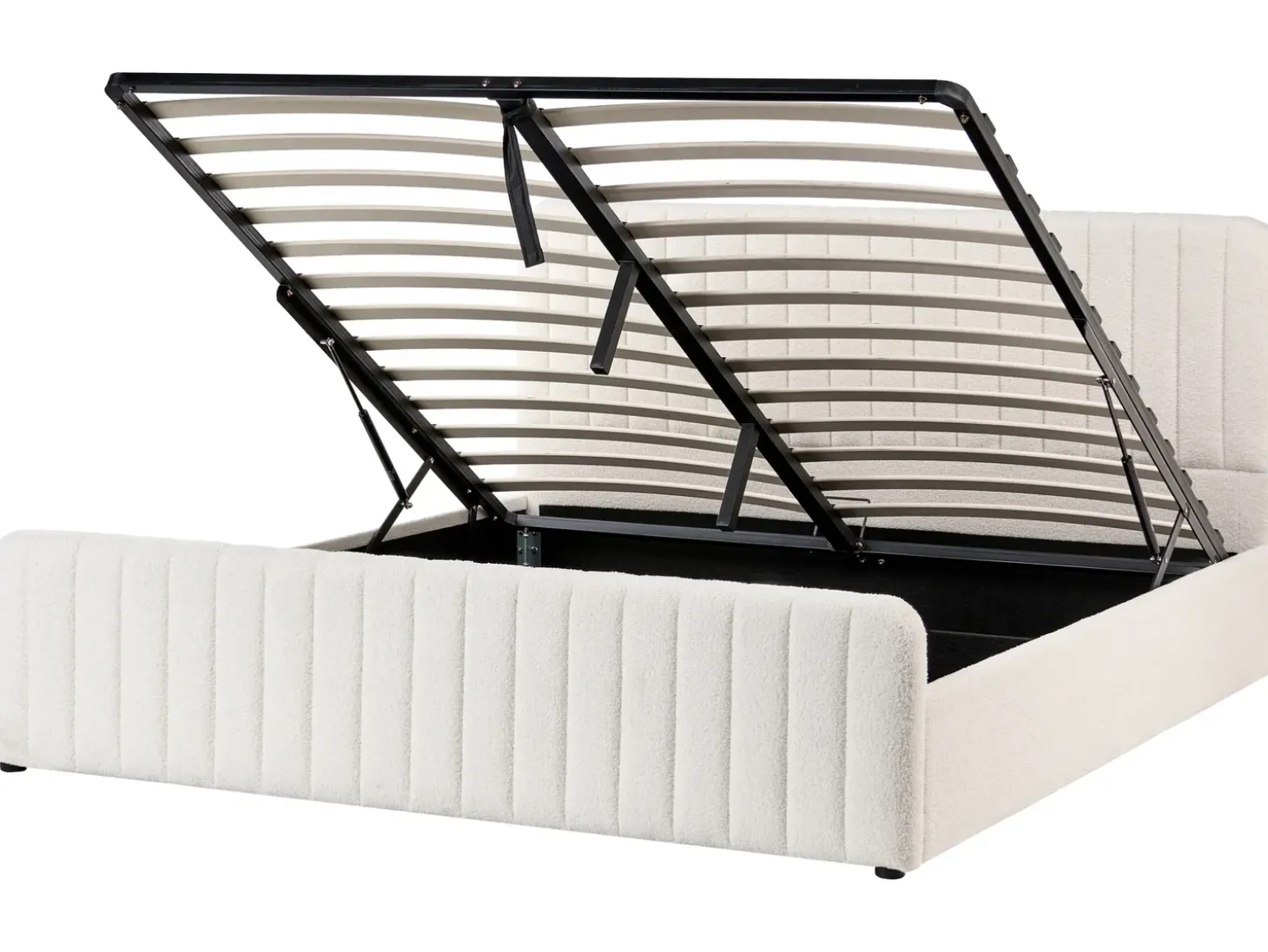 Outlet LUNAN Boucle Biały 180 x 200 cm Łóżka Tapicerowane|Łóżka Podwójne