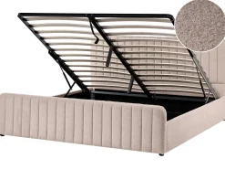 Discount LUNAN Boucle Beżowy 180 x 200 cm Łóżka Tapicerowane|Łóżka Podwójne