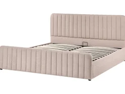 Discount LUNAN Boucle Beżowy 180 x 200 cm Łóżka Tapicerowane|Łóżka Podwójne