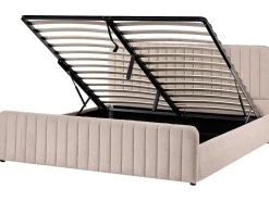 Discount LUNAN Boucle Beżowy 180 x 200 cm Łóżka Tapicerowane|Łóżka Podwójne