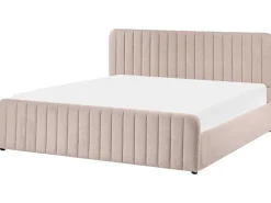 Discount LUNAN Boucle Beżowy 180 x 200 cm Łóżka Tapicerowane|Łóżka Podwójne