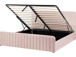 Outlet LUNAN Pastelowy róż 180 x 200 cm Łóżka Tapicerowane|Łóżka Podwójne