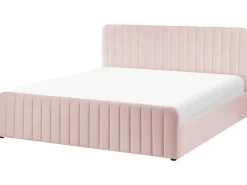Outlet LUNAN Pastelowy róż 180 x 200 cm Łóżka Tapicerowane|Łóżka Podwójne