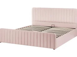 Outlet LUNAN Pastelowy róż 180 x 200 cm Łóżka Tapicerowane|Łóżka Podwójne