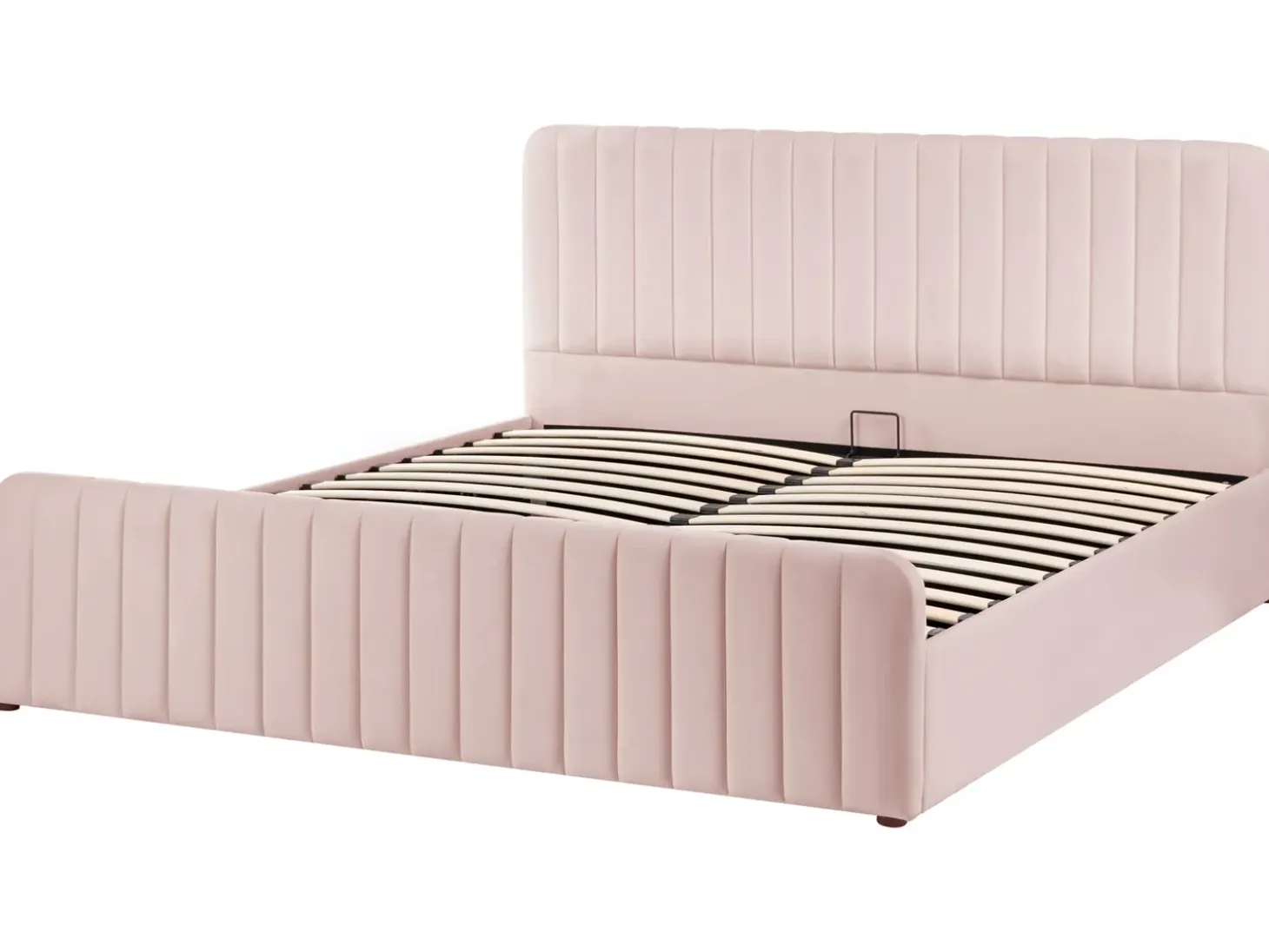 Outlet LUNAN Pastelowy róż 180 x 200 cm Łóżka Tapicerowane|Łóżka Podwójne