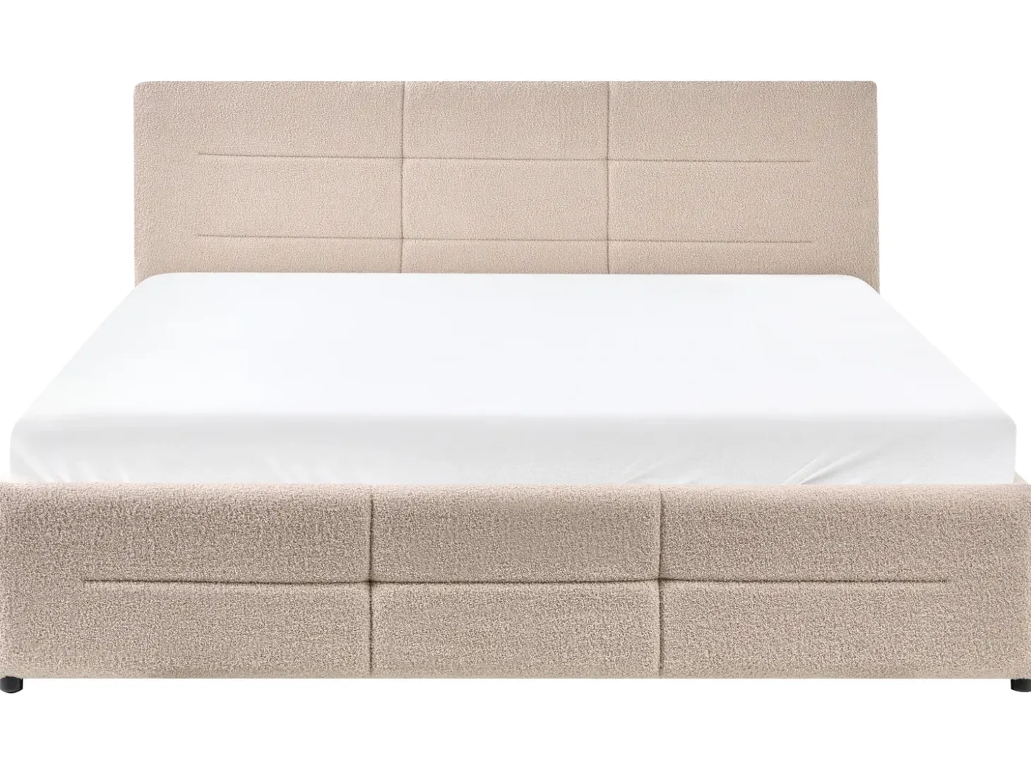 Discount Łóżko z pojemnikiem MASSOGNES Boucle Beżowy 160 x 200 cm Łóżka Tapicerowane|Łóżka Z Pojemnikiem