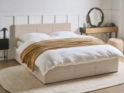 Discount Łóżko z pojemnikiem MASSOGNES Boucle Beżowy 160 x 200 cm Łóżka Tapicerowane|Łóżka Z Pojemnikiem