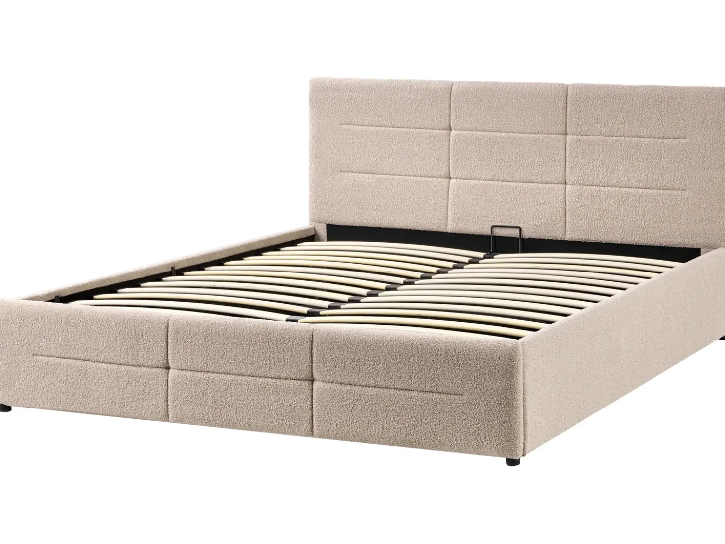 Discount Łóżko z pojemnikiem MASSOGNES Boucle Beżowy 160 x 200 cm Łóżka Tapicerowane|Łóżka Z Pojemnikiem