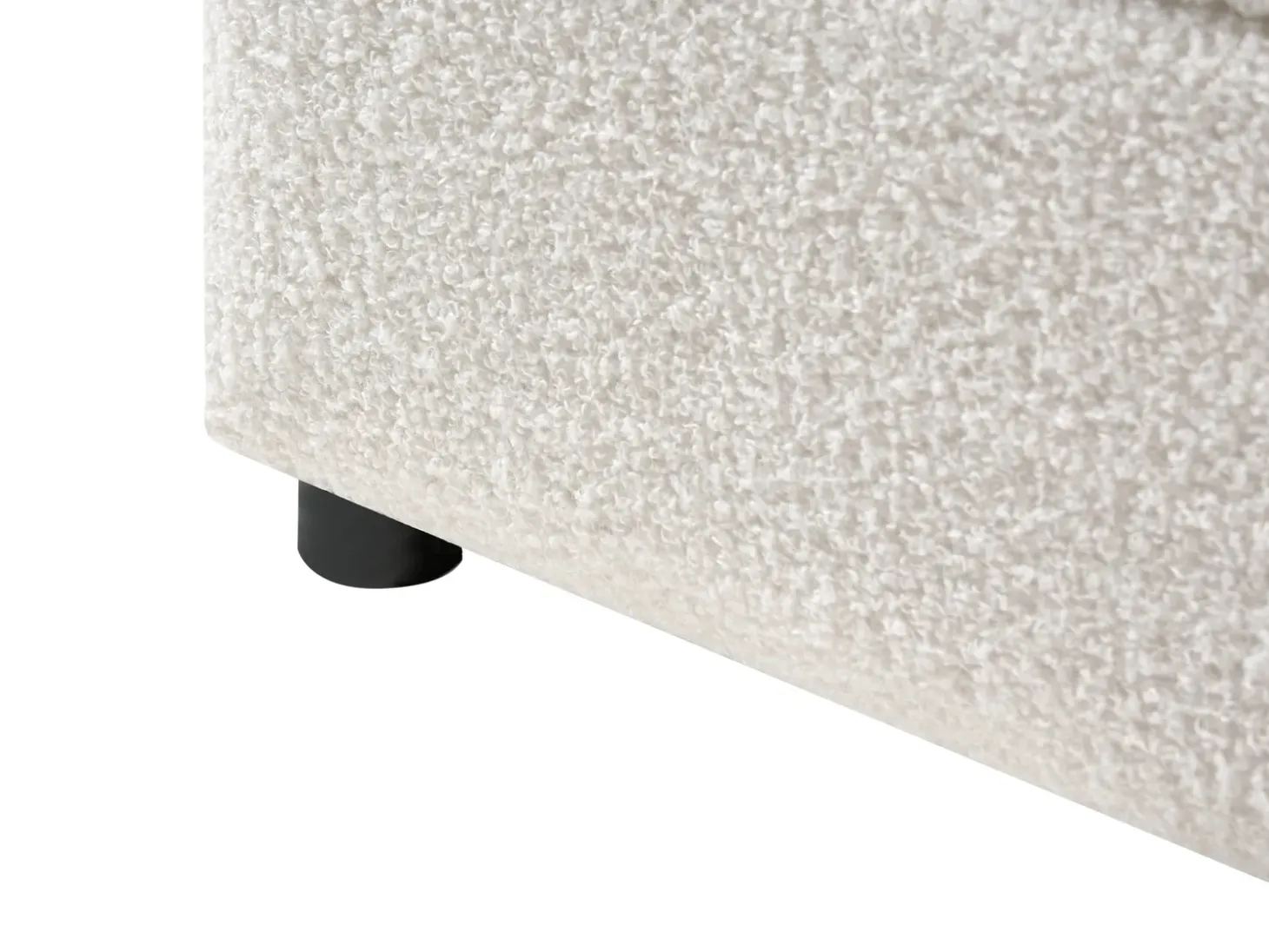 Łóżko z pojemnikiem MASSOGNES Boucle Złamana biel 180 x 200 cm Łóżka Tapicerowane|Łóżka Z Pojemnikiem