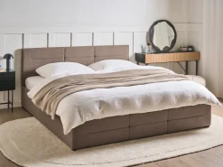 Sale Łóżko z pojemnikiem MASSOGNES Boucle Beżowoszary 180 x 200 cm Łóżka Tapicerowane|Łóżka Z Pojemnikiem