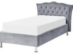 Outlet Łóżko z pojemnikiem METZ Welur Szary 90 x 200 cm Dzieci Łóżka Z Pojemnikiem|Wszystkie Meble I Akcesoria Dziecięce