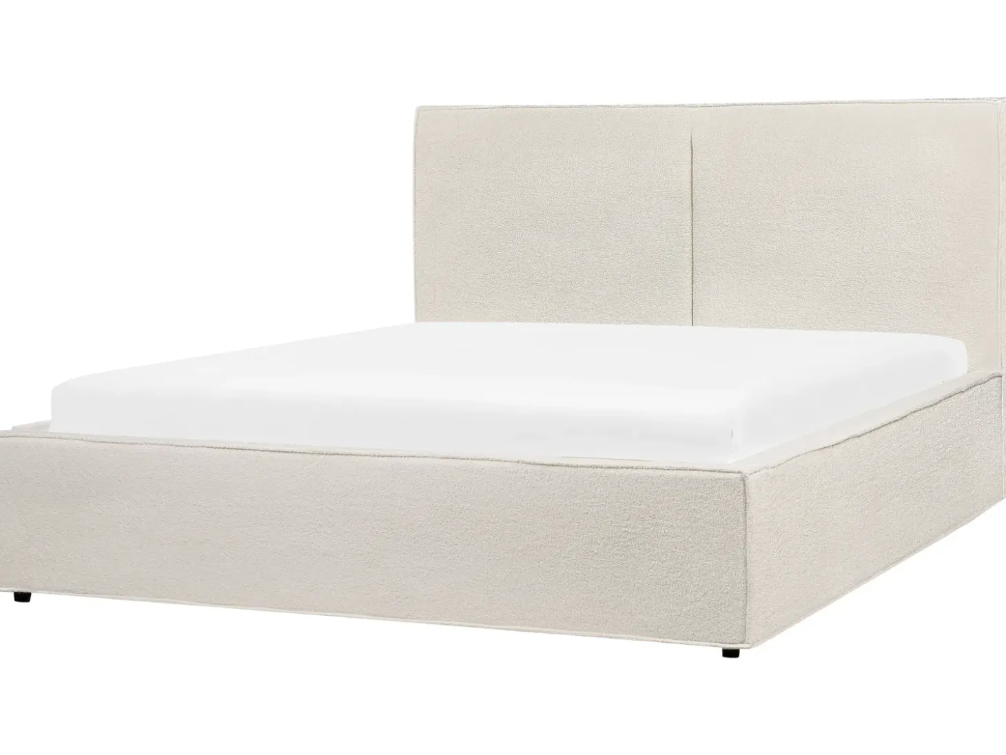 Clearance Łóżko z pojemnikiem MOISSAC Boucle Złamana biel 160 x 200 cm Łóżka Tapicerowane|Łóżka Podwójne