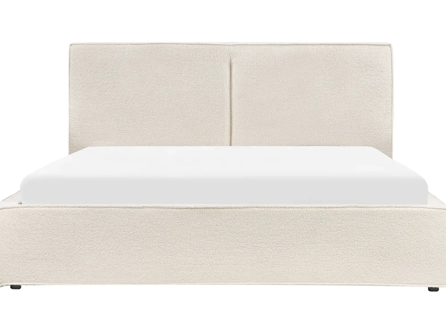 Clearance Łóżko z pojemnikiem MOISSAC Boucle Złamana biel 160 x 200 cm Łóżka Tapicerowane|Łóżka Podwójne