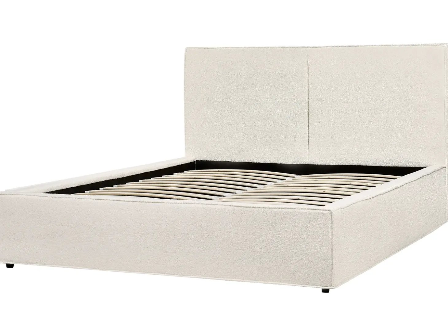 Clearance Łóżko z pojemnikiem MOISSAC Boucle Złamana biel 160 x 200 cm Łóżka Tapicerowane|Łóżka Podwójne