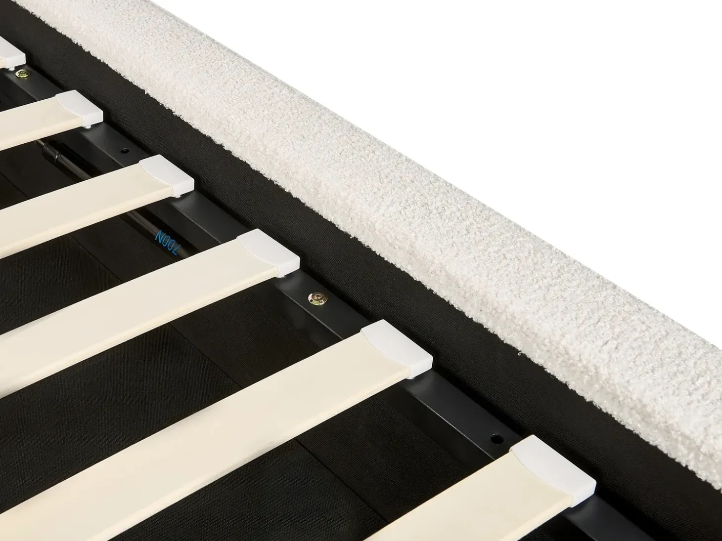 Clearance Łóżko z pojemnikiem MOISSAC Boucle Złamana biel 160 x 200 cm Łóżka Tapicerowane|Łóżka Podwójne