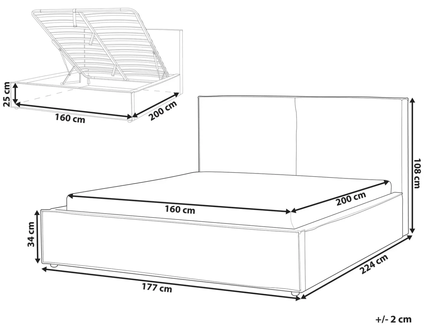 Discount Łóżko z pojemnikiem MOISSAC Jasnoszary 160 x 200 cm Łóżka Tapicerowane|Łóżka Podwójne