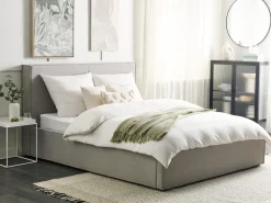 Discount Łóżko z pojemnikiem MOISSAC Jasnoszary 160 x 200 cm Łóżka Tapicerowane|Łóżka Podwójne