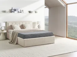 Clearance Łóżko z pojemnikiem MONTLAUR Boucle 140 x 200 cm Łóżka Tapicerowane|Łóżka Podwójne