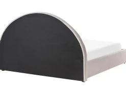 Outlet Łóżko z pojemnikiem MOUZON Szenil Beżowoszary 180 x 200 cm Łóżka Tapicerowane|Łóżka Podwójne