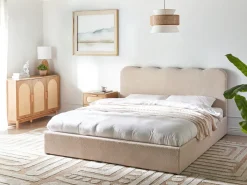 Outlet Łóżko z pojemnikiem NANTERRE Boucle 180 x 200 cm Łóżka Tapicerowane|Łóżka Podwójne