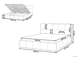 Outlet Łóżko z pojemnikiem NOYON Beżowoszary 180 x 200 cm Łóżka Tapicerowane|Łóżka Podwójne