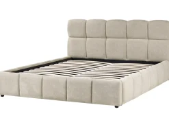 Outlet Łóżko z pojemnikiem NOYON Beżowoszary 180 x 200 cm Łóżka Tapicerowane|Łóżka Podwójne