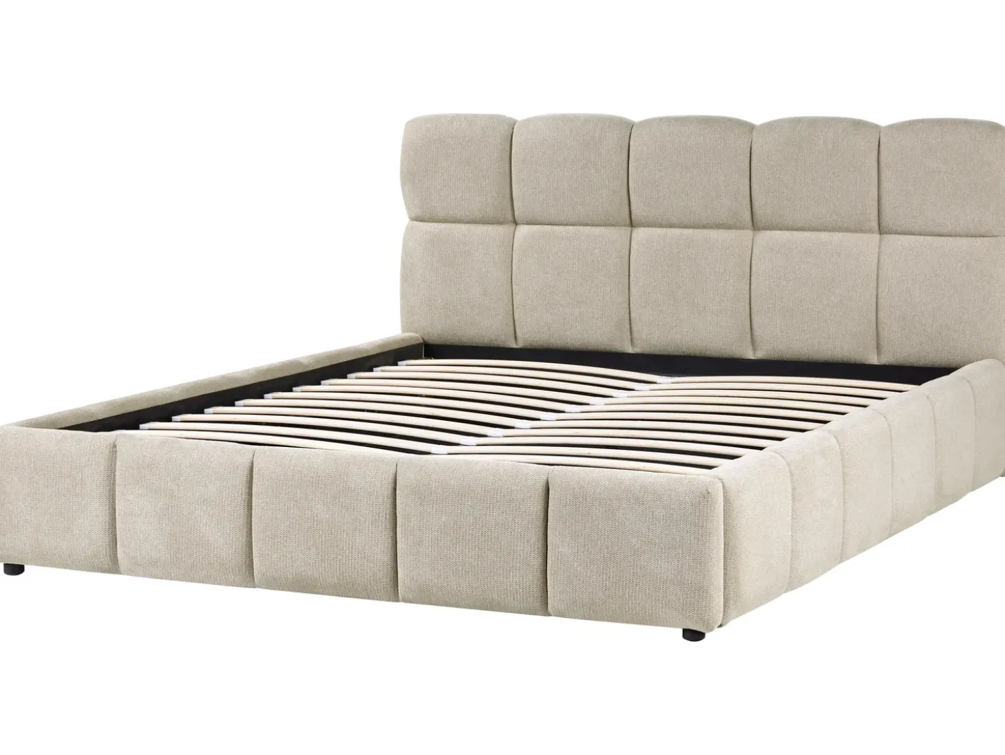 Outlet Łóżko z pojemnikiem NOYON Beżowoszary 180 x 200 cm Łóżka Tapicerowane|Łóżka Podwójne