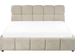 Outlet Łóżko z pojemnikiem NOYON Beżowoszary 180 x 200 cm Łóżka Tapicerowane|Łóżka Podwójne