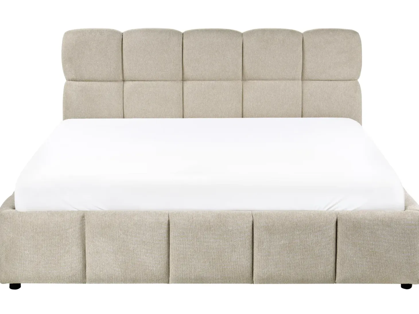 Outlet Łóżko z pojemnikiem NOYON Beżowoszary 180 x 200 cm Łóżka Tapicerowane|Łóżka Podwójne