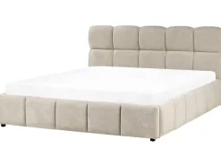 Outlet Łóżko z pojemnikiem NOYON Beżowoszary 180 x 200 cm Łóżka Tapicerowane|Łóżka Podwójne