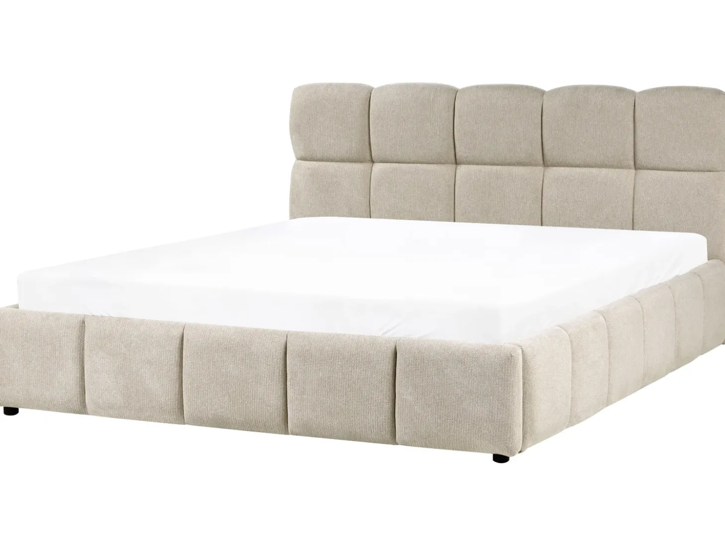 Outlet Łóżko z pojemnikiem NOYON Beżowoszary 180 x 200 cm Łóżka Tapicerowane|Łóżka Podwójne
