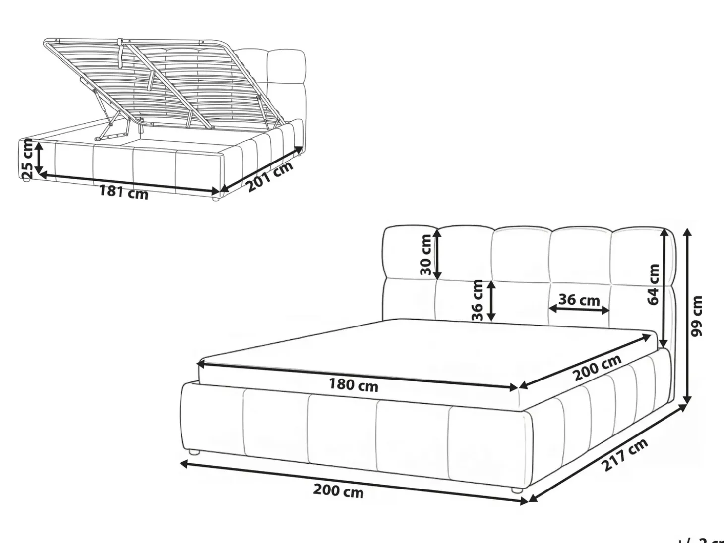 Clearance Łóżko z pojemnikiem NOYON Jasno 180 x 200 cm Łóżka Tapicerowane|Łóżka Podwójne