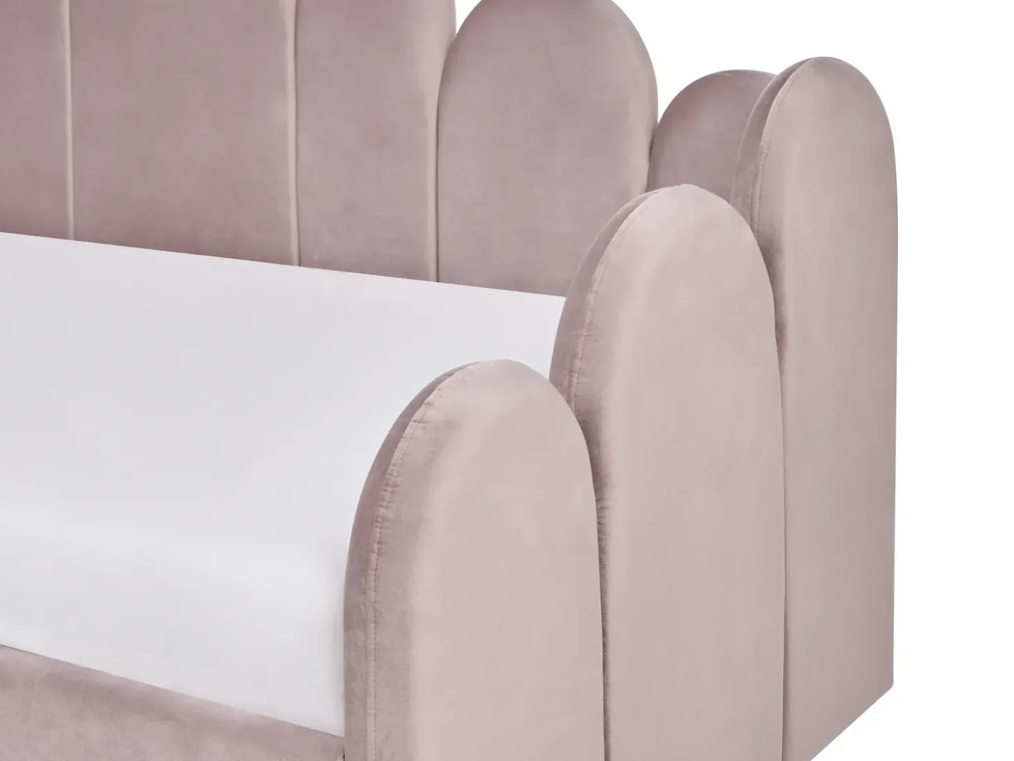 Sale POLIGNAC Welur Pastelowy róż 90 x 200 cm Dzieci Łóżka Z Pojemnikiem|Łóżka Pojedyncze