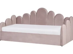 Sale POLIGNAC Welur Pastelowy róż 90 x 200 cm Dzieci Łóżka Z Pojemnikiem|Łóżka Pojedyncze