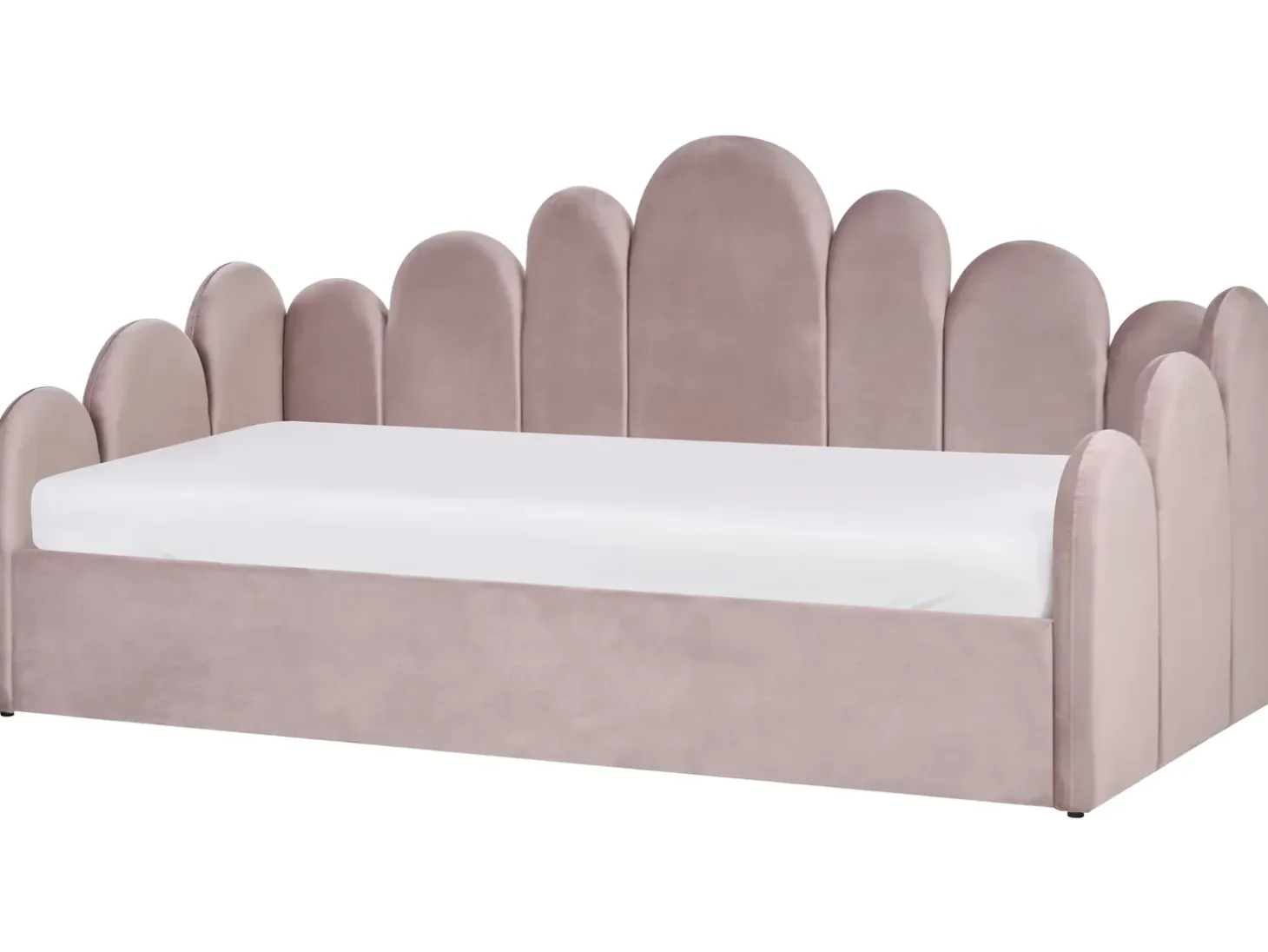 Sale POLIGNAC Welur Pastelowy róż 90 x 200 cm Dzieci Łóżka Z Pojemnikiem|Łóżka Pojedyncze
