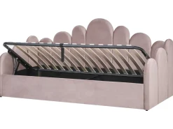 Sale POLIGNAC Welur Pastelowy róż 90 x 200 cm Dzieci Łóżka Z Pojemnikiem|Łóżka Pojedyncze