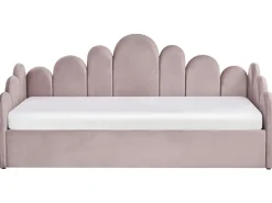 Sale POLIGNAC Welur Pastelowy róż 90 x 200 cm Dzieci Łóżka Z Pojemnikiem|Łóżka Pojedyncze