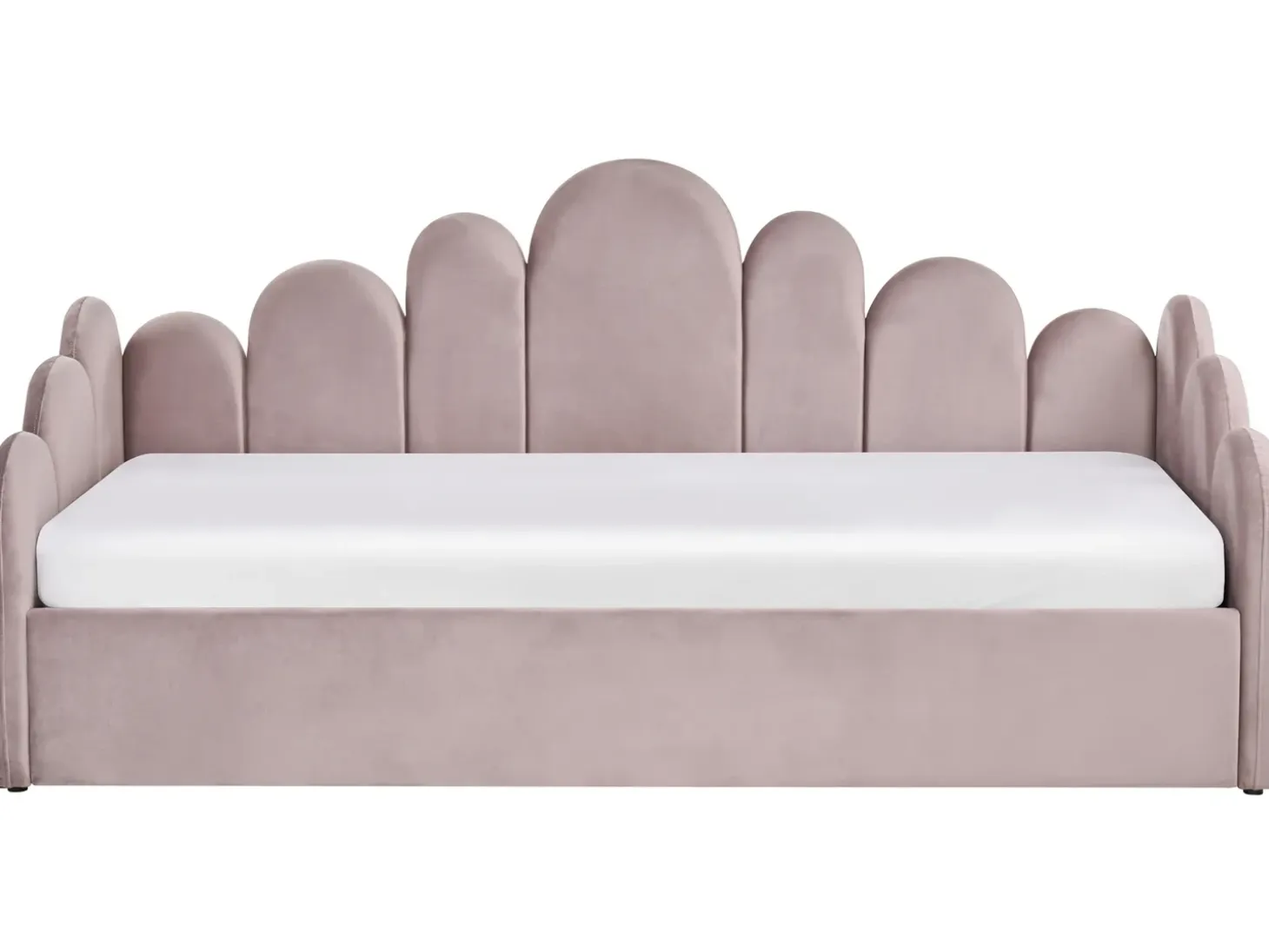 Sale POLIGNAC Welur Pastelowy róż 90 x 200 cm Dzieci Łóżka Z Pojemnikiem|Łóżka Pojedyncze