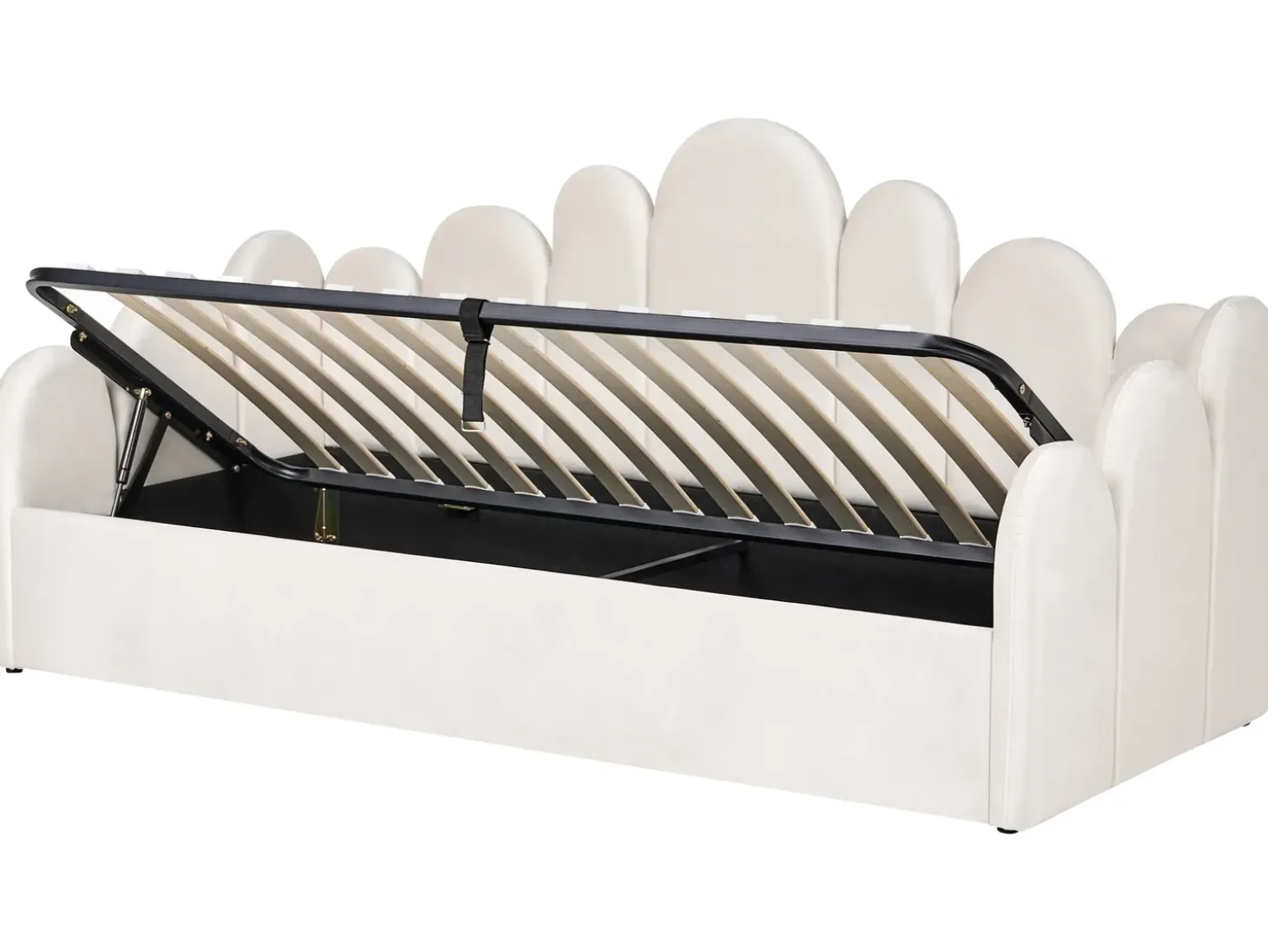 POLIGNAC Welur Jasno 90 x 200 cm Dzieci Łóżka Z Pojemnikiem|Łóżka Pojedyncze