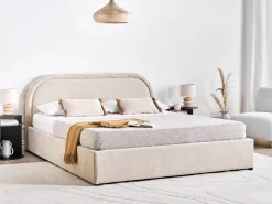 Clearance Łóżko z pojemnikiem QUILLIEN Jasno 160 x 200 cm Łóżka Tapicerowane|Łóżka Podwójne