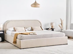 Sale Łóżko z pojemnikiem QUILLIEN Jasno 180 x 200 cm Łóżka Tapicerowane|Łóżka Podwójne