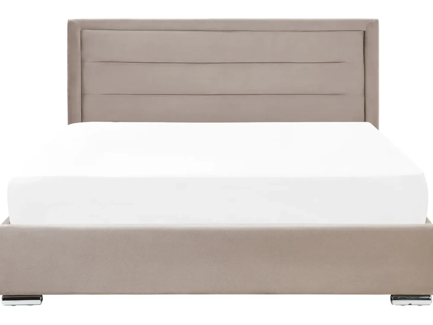 Outlet ROUEN Welur Beżowoszary 180 x 200 cm Łóżka Tapicerowane|Łóżka Podwójne